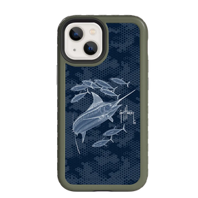 Guy Harvey Fortitude Series for Apple iPhone 13 Mini - Blue Camo - Custom Case - OliveDrabGreen - cellhelmet