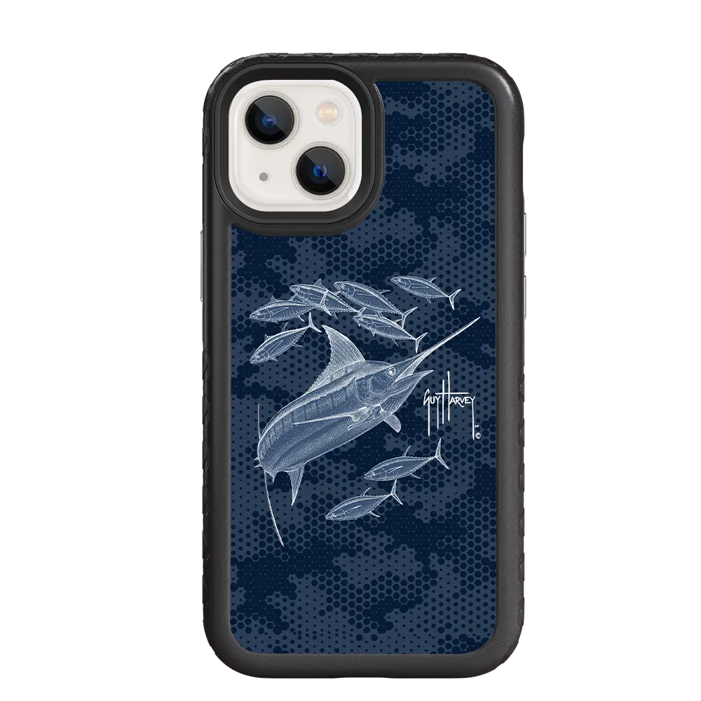 Guy Harvey Fortitude Series for Apple iPhone 13 Mini - Blue Camo - Custom Case - OnyxBlack - cellhelmet