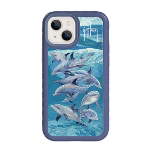 Guy Harvey Fortitude Series for Apple iPhone 13 Mini - Bottlenose Dolphins - Custom Case - SlateBlue - cellhelmet