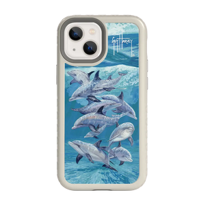 Guy Harvey Fortitude Series for Apple iPhone 13 Mini - Dolphin Oasis - Custom Case - Gray - cellhelmet