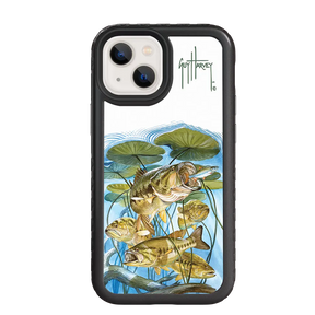 Guy Harvey Fortitude Series for Apple iPhone 13 Mini - Five Largemouth Under Lilypads - Custom Case - OnyxBlack - cellhelmet