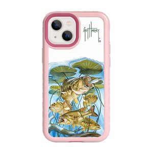 Guy Harvey Fortitude Series for Apple iPhone 13 Mini - Five Largemouth Under Lilypads - Custom Case - PinkMagnolia - cellhelmet