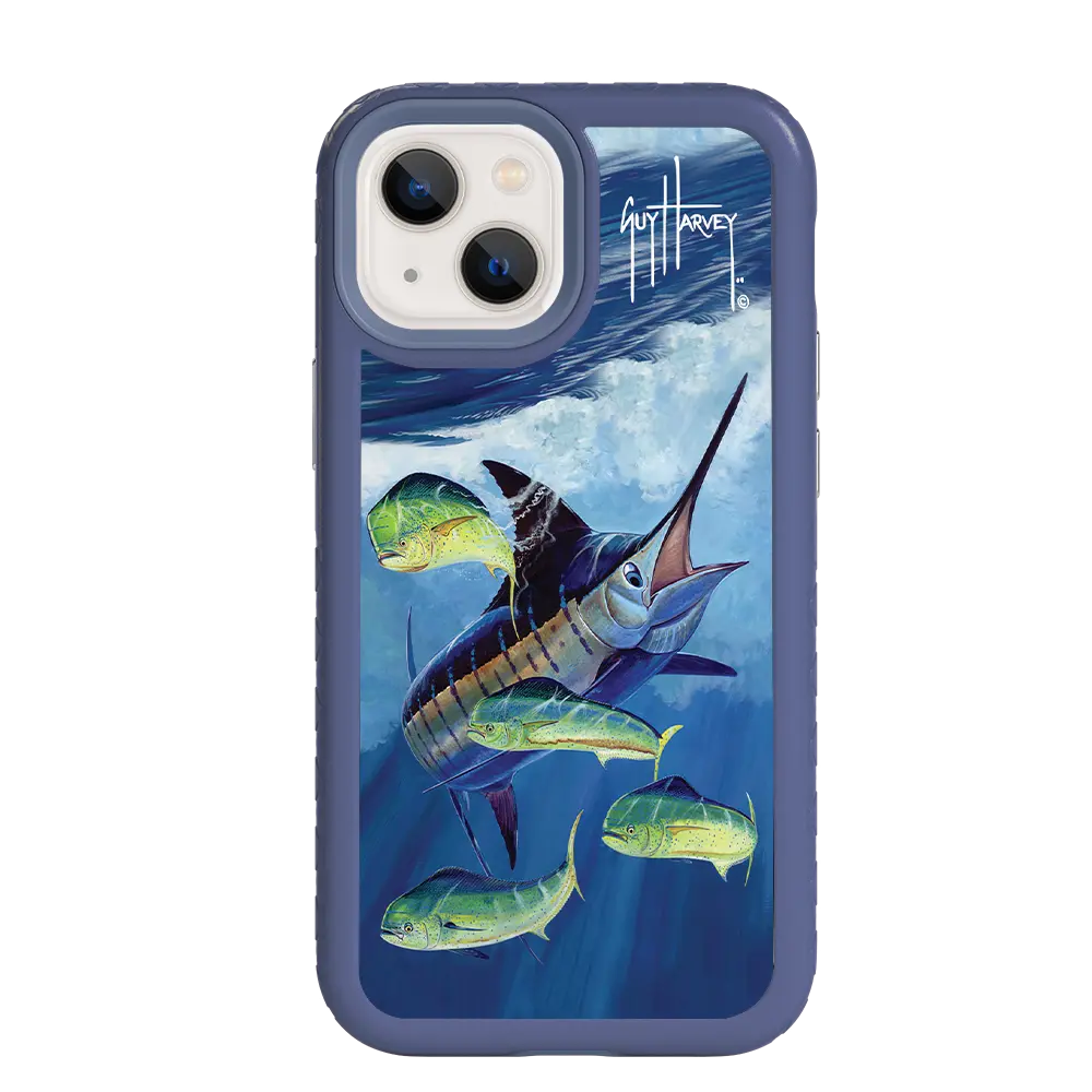 Guy Harvey Fortitude Series for Apple iPhone 13 Mini - Four Play - Custom Case - SlateBlue - cellhelmet