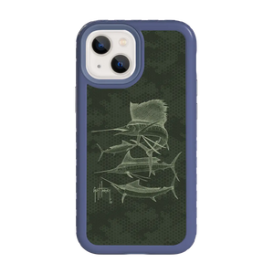 Guy Harvey Fortitude Series for Apple iPhone 13 Mini - Green Camo - Custom Case - SlateBlue - cellhelmet