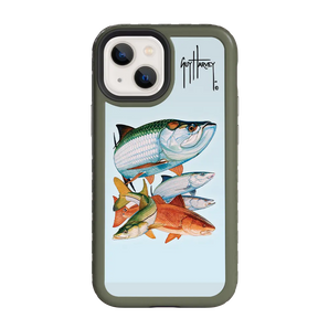 Guy Harvey Fortitude Series for Apple iPhone 13 Mini - Inshore Collage - Custom Case - OliveDrabGreen - cellhelmet