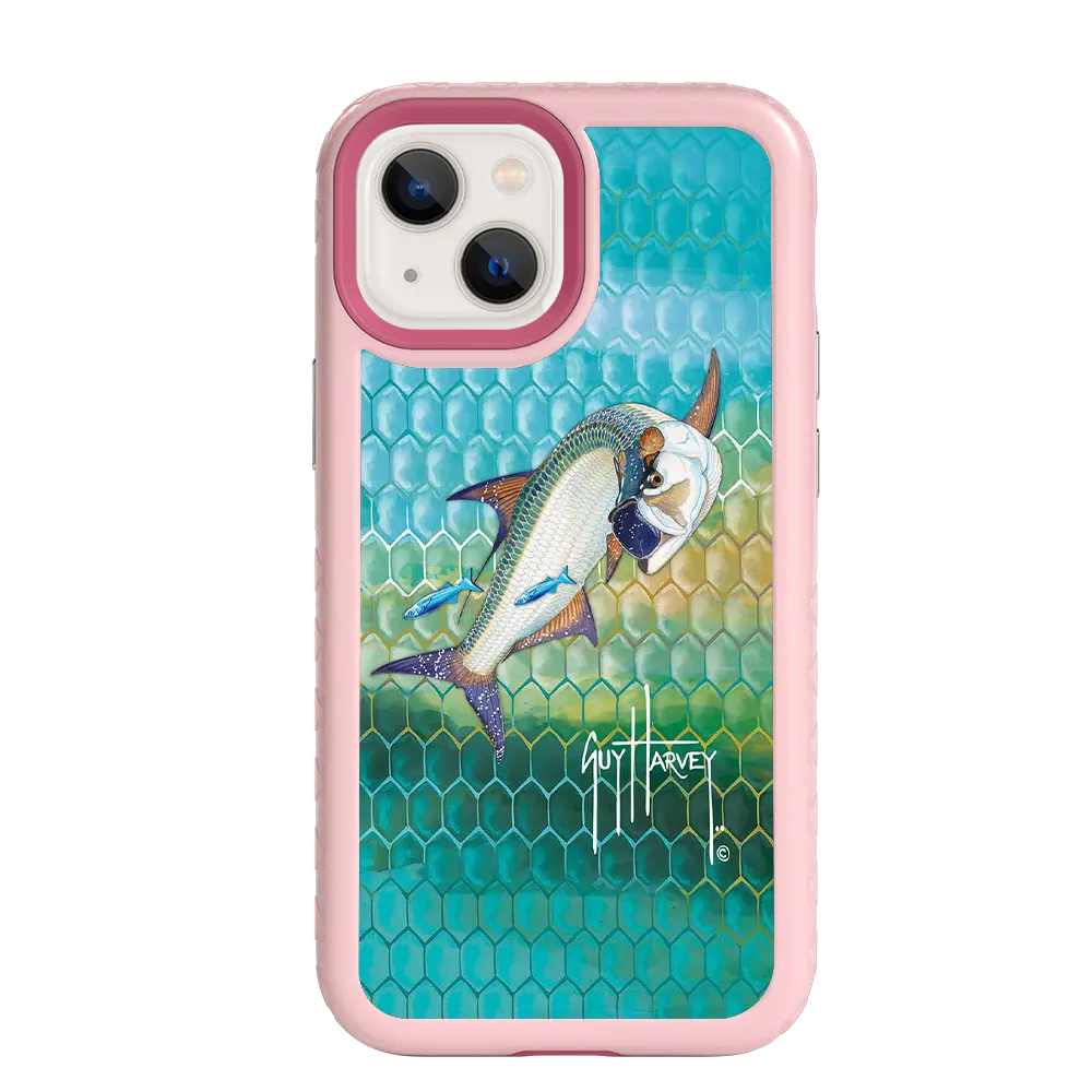 Guy Harvey Fortitude Series for Apple iPhone 13 Mini - Tarpon Skin - Custom Case - PinkMagnolia - cellhelmet