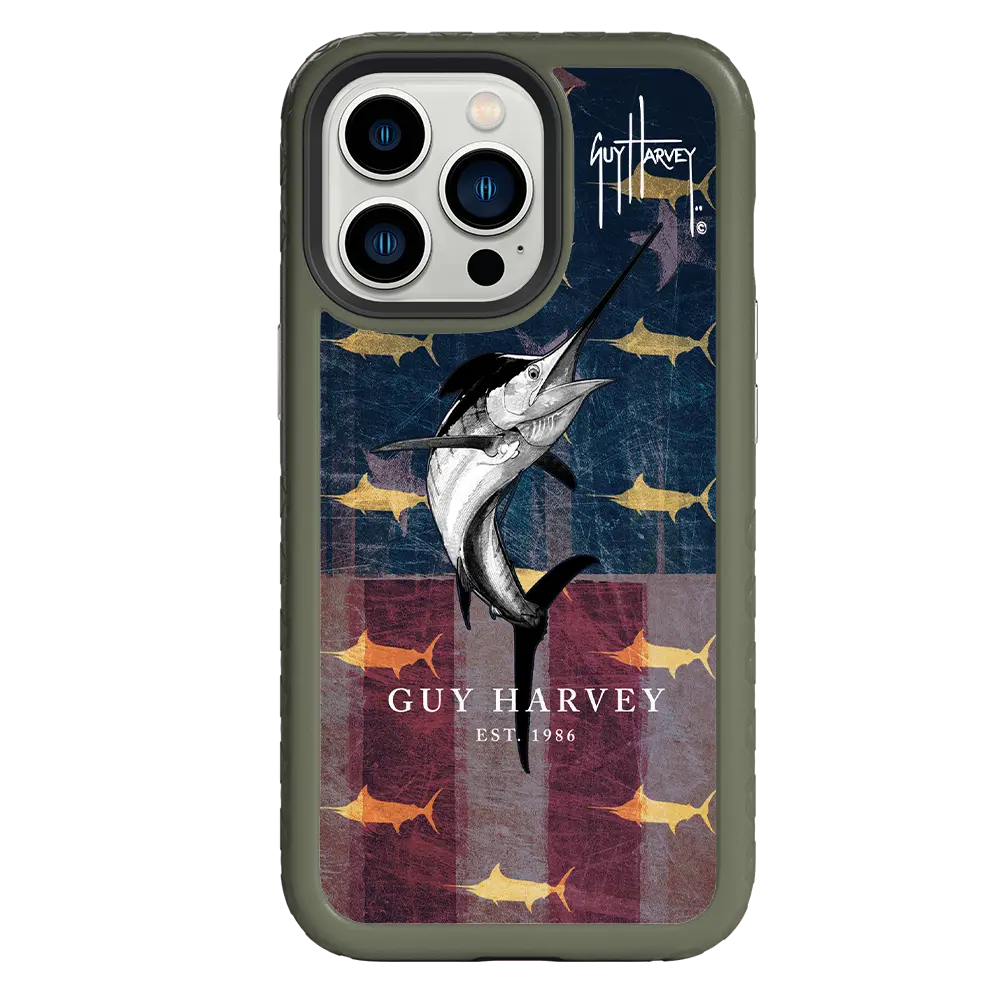 Guy Harvey Fortitude Series for Apple iPhone 13 Pro - American Marlin - Custom Case - OliveDrabGreen - cellhelmet