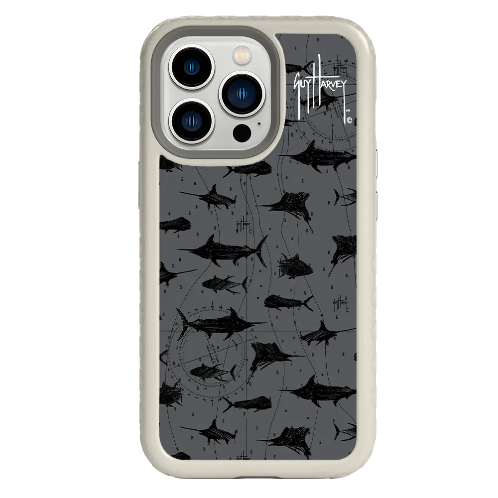 Guy Harvey Fortitude Series for Apple iPhone 13 Pro - Black Scribbler - Custom Case - Gray - cellhelmet