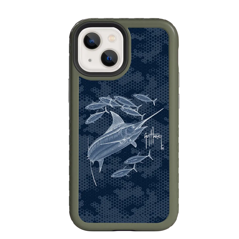 Guy Harvey Fortitude Series for Apple iPhone 13 Pro - Blue Camo - Custom Case - OliveDrabGreen - cellhelmet