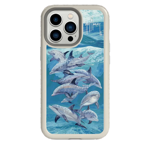 Guy Harvey Fortitude Series for Apple iPhone 13 Pro - Bottlenose Dolphins - Custom Case - Gray - cellhelmet