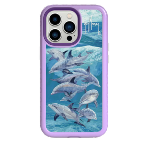 Guy Harvey Fortitude Series for Apple iPhone 13 Pro - Bottlenose Dolphins - Custom Case - LilacBlossom - cellhelmet