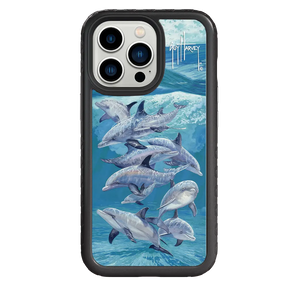Guy Harvey Fortitude Series for Apple iPhone 13 Pro - Bottlenose Dolphins - Custom Case - OnyxBlack - cellhelmet