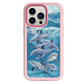 Guy Harvey Fortitude Series for Apple iPhone 13 Pro - Bottlenose Dolphins - Custom Case - PinkMagnolia - cellhelmet
