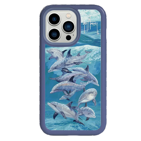 Guy Harvey Fortitude Series for Apple iPhone 13 Pro - Bottlenose Dolphins - Custom Case - SlateBlue - cellhelmet