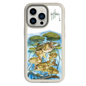 Guy Harvey Fortitude Series for Apple iPhone 13 Pro - Five Largemouth Under Lilypads - Custom Case - Gray - cellhelmet