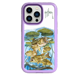 Guy Harvey Fortitude Series for Apple iPhone 13 Pro - Five Largemouth Under Lilypads - Custom Case - LilacBlossom - cellhelmet