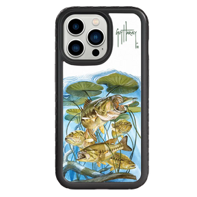 Guy Harvey Fortitude Series for Apple iPhone 13 Pro - Five Largemouth Under Lilypads - Custom Case - OnyxBlack - cellhelmet