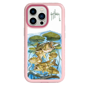 Guy Harvey Fortitude Series for Apple iPhone 13 Pro - Five Largemouth Under Lilypads - Custom Case - PinkMagnolia - cellhelmet