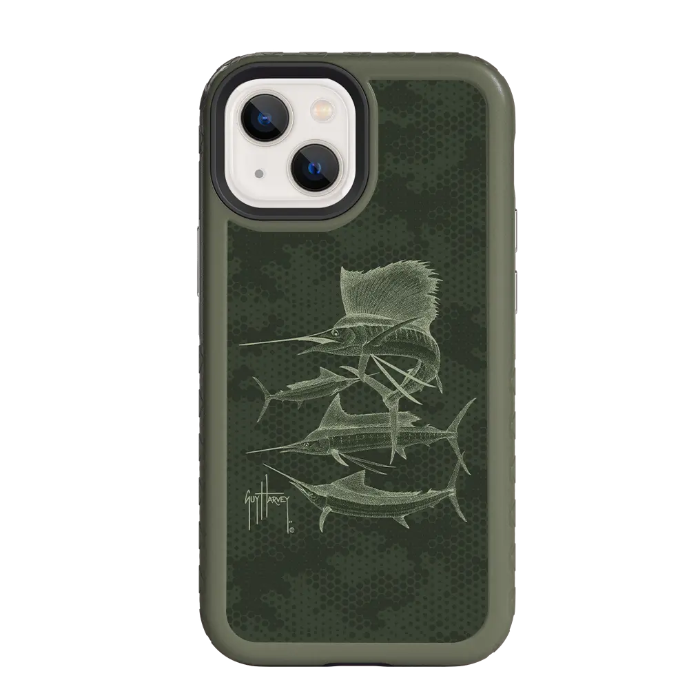 Guy Harvey Fortitude Series for Apple iPhone 13 Pro - Green Camo - Custom Case - OliveDrabGreen - cellhelmet