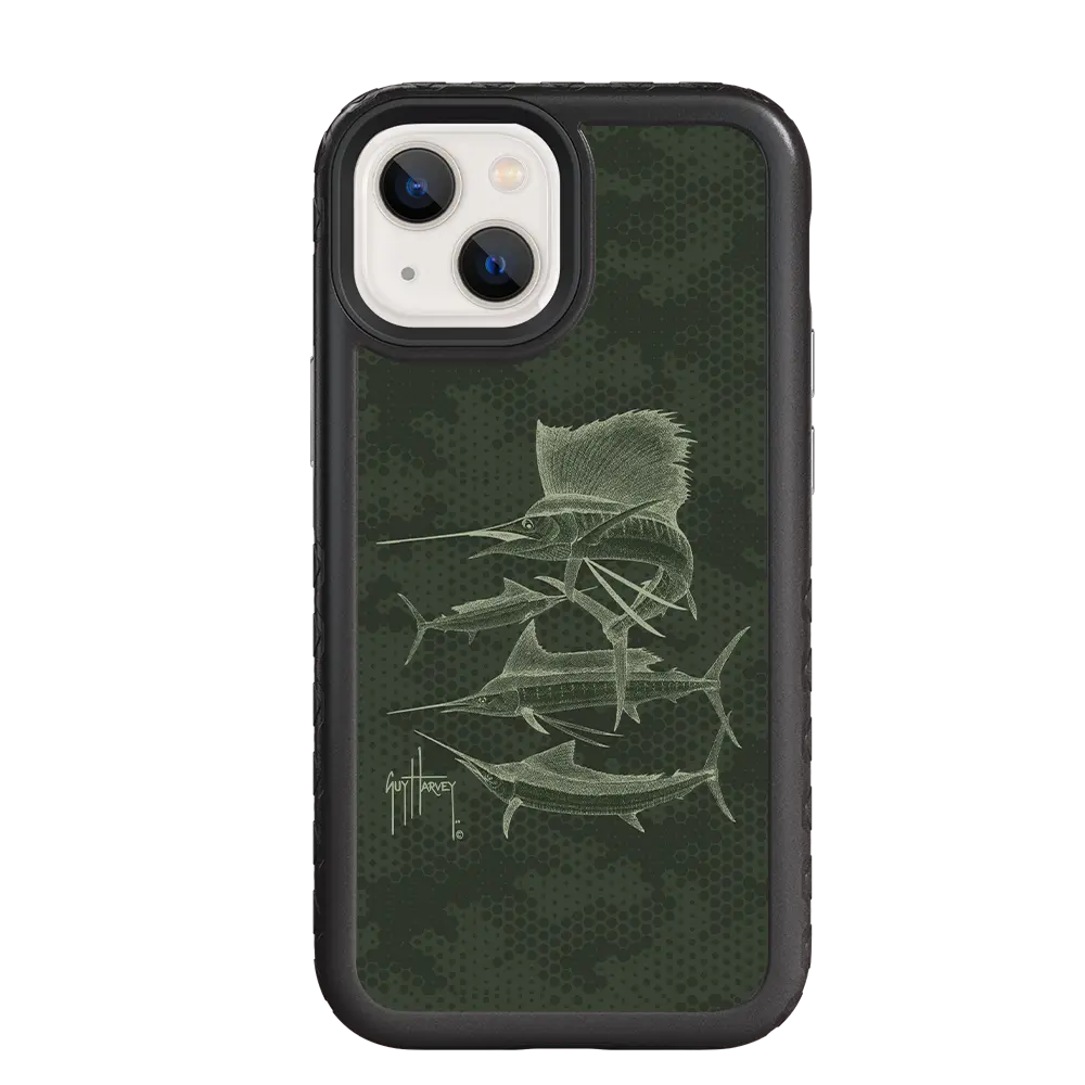 Guy Harvey Fortitude Series for Apple iPhone 13 Pro - Green Camo - Custom Case - OnyxBlack - cellhelmet