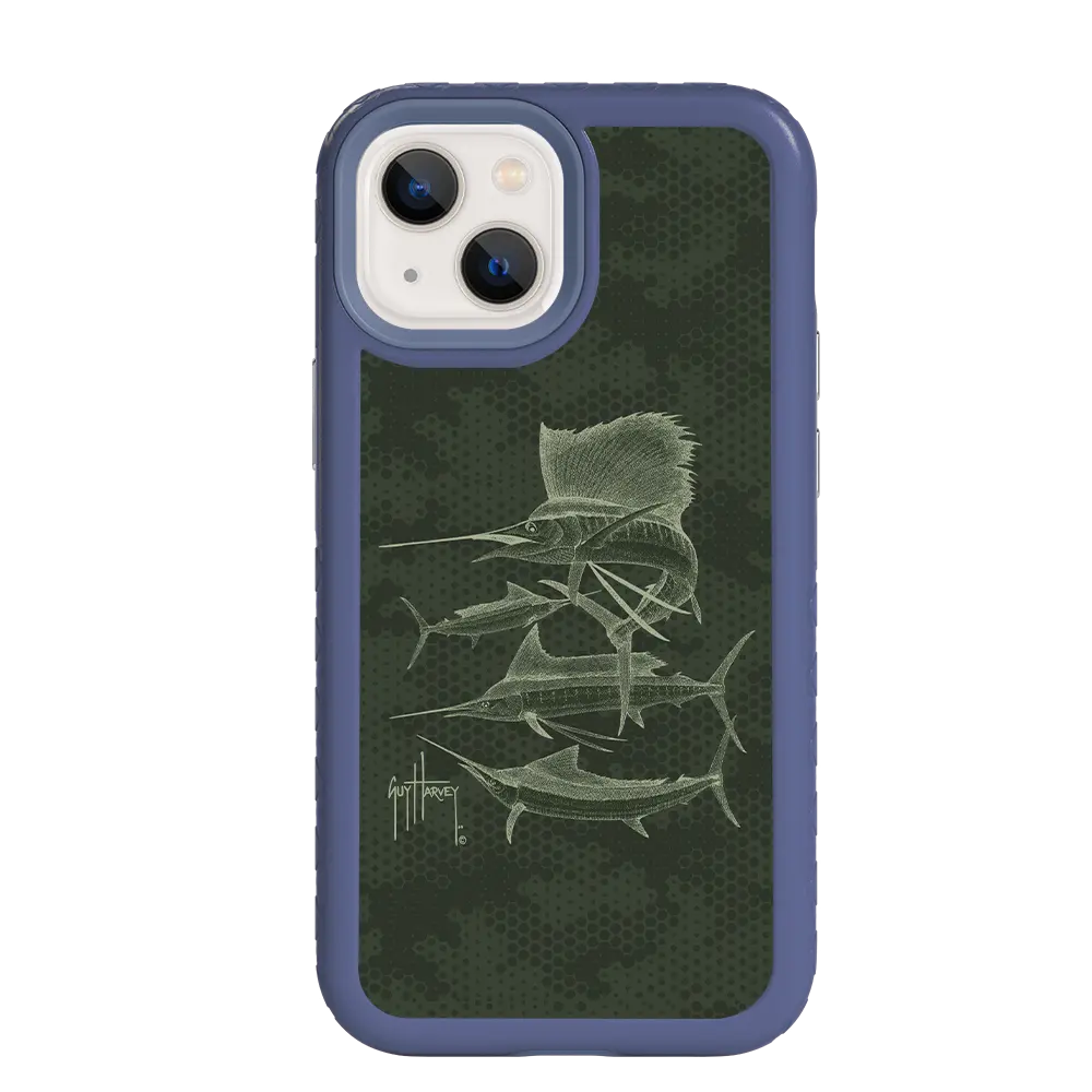 Guy Harvey Fortitude Series for Apple iPhone 13 Pro - Green Camo - Custom Case - SlateBlue - cellhelmet