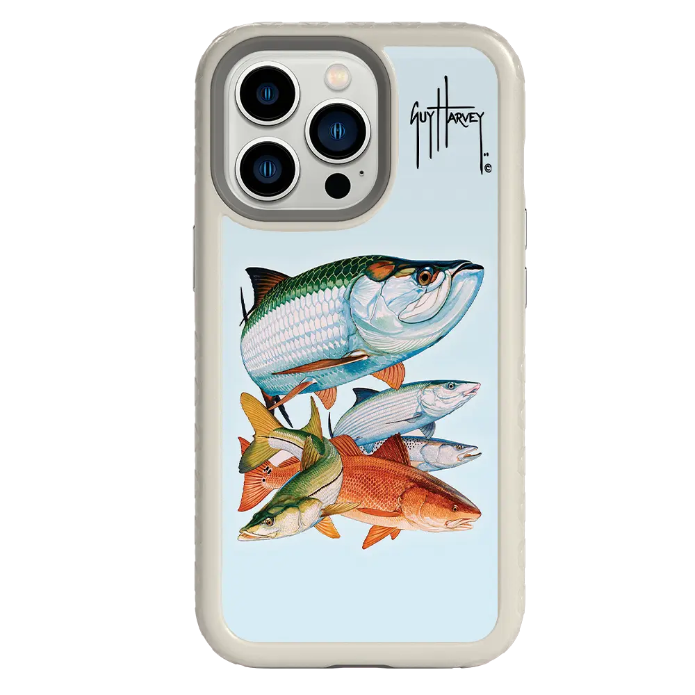 Guy Harvey Fortitude Series for Apple iPhone 13 Pro - Inshore Collage - Custom Case - Gray - cellhelmet