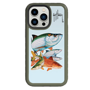 Guy Harvey Fortitude Series for Apple iPhone 13 Pro - Inshore Collage - Custom Case - OliveDrabGreen - cellhelmet