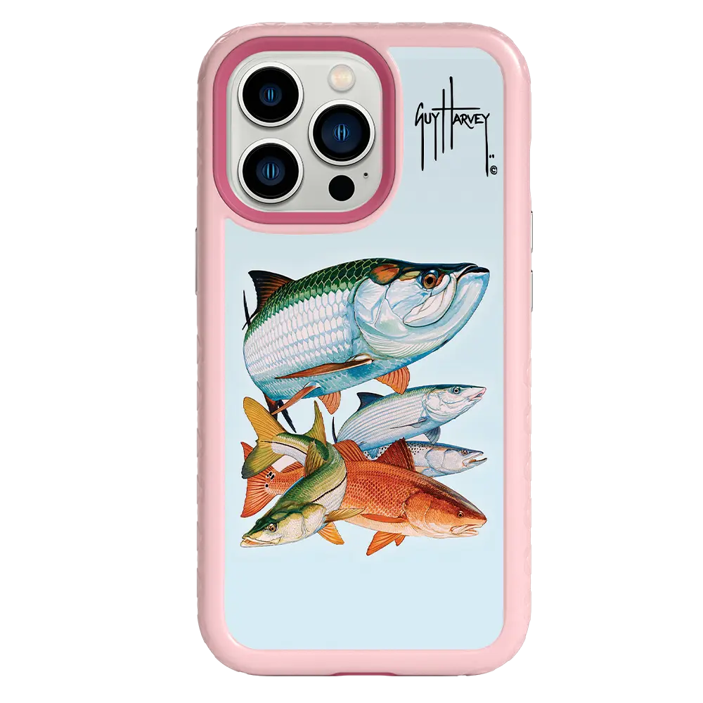 Guy Harvey Fortitude Series for Apple iPhone 13 Pro - Inshore Collage - Custom Case - PinkMagnolia - cellhelmet