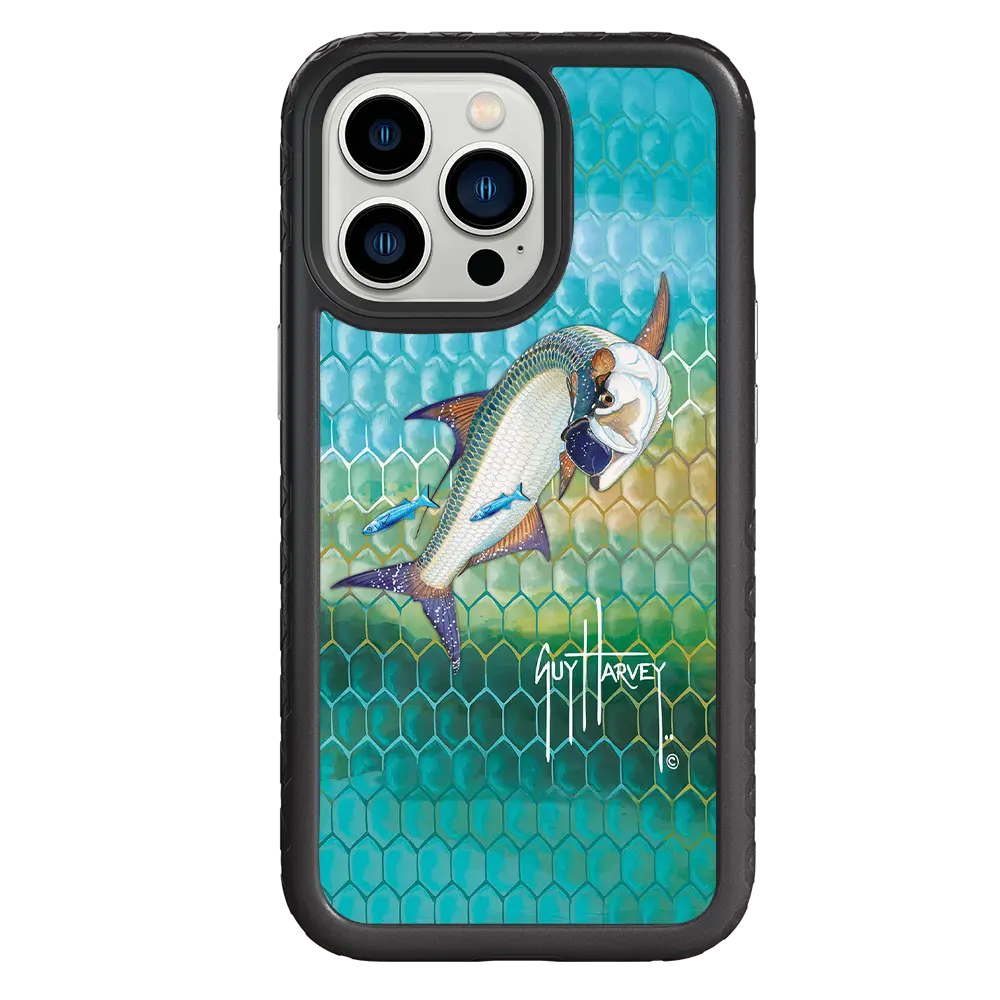 Guy Harvey Fortitude Series for Apple iPhone 13 Pro - Tarpon Skin - Custom Case - OnyxBlack - cellhelmet