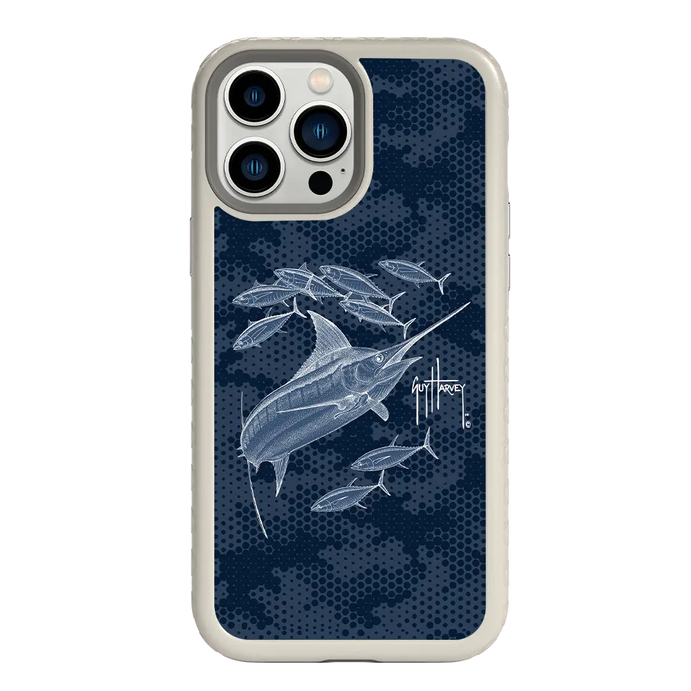 Guy Harvey Fortitude Series for Apple iPhone 13 Pro Max - Blue Camo - Custom Case - Gray - cellhelmet