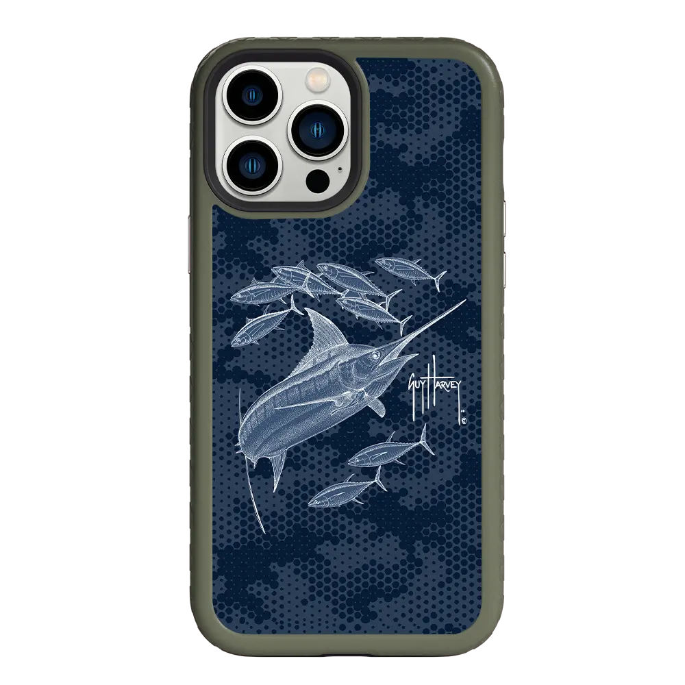 Guy Harvey Fortitude Series for Apple iPhone 13 Pro Max - Blue Camo - Custom Case - OliveDrabGreen - cellhelmet