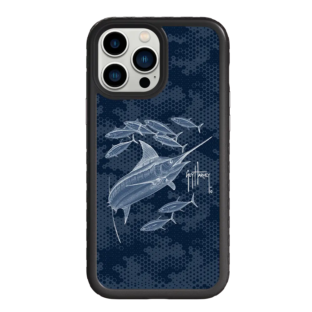 Guy Harvey Fortitude Series for Apple iPhone 13 Pro Max - Blue Camo - Custom Case - OnyxBlack - cellhelmet