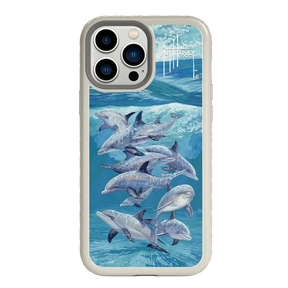 Guy Harvey Fortitude Series for Apple iPhone 13 Pro Max - Bottlenose Dolphins - Custom Case - Gray - cellhelmet