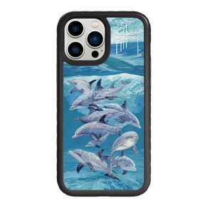 Guy Harvey Fortitude Series for Apple iPhone 13 Pro Max - Bottlenose Dolphins - Custom Case - OnyxBlack - cellhelmet
