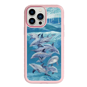 Guy Harvey Fortitude Series for Apple iPhone 13 Pro Max - Bottlenose Dolphins - Custom Case - PinkMagnolia - cellhelmet