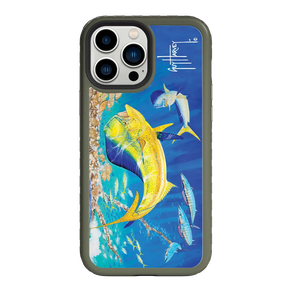 Guy Harvey Fortitude Series for Apple iPhone 13 Pro Max - Dolphin Oasis - Custom Case - OliveDrabGreen - cellhelmet