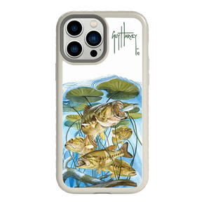 Guy Harvey Fortitude Series for Apple iPhone 13 Pro Max - Five Largemouth Under Lilypads - Custom Case - Gray - cellhelmet