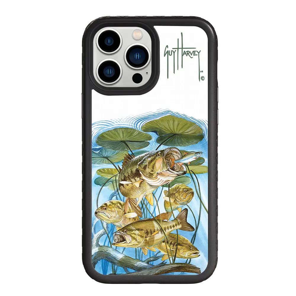 Guy Harvey Fortitude Series for Apple iPhone 13 Pro Max - Five Largemouth Under Lilypads - Custom Case - OnyxBlack - cellhelmet