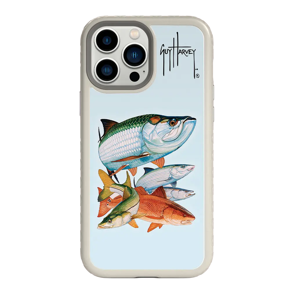 Guy Harvey Fortitude Series for Apple iPhone 13 Pro Max - Inshore Collage - Custom Case - Gray - cellhelmet