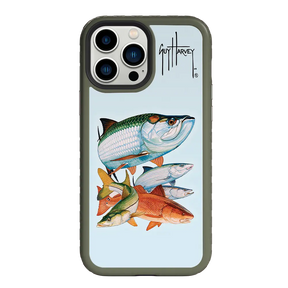 Guy Harvey Fortitude Series for Apple iPhone 13 Pro Max - Inshore Collage - Custom Case - OliveDrabGreen - cellhelmet