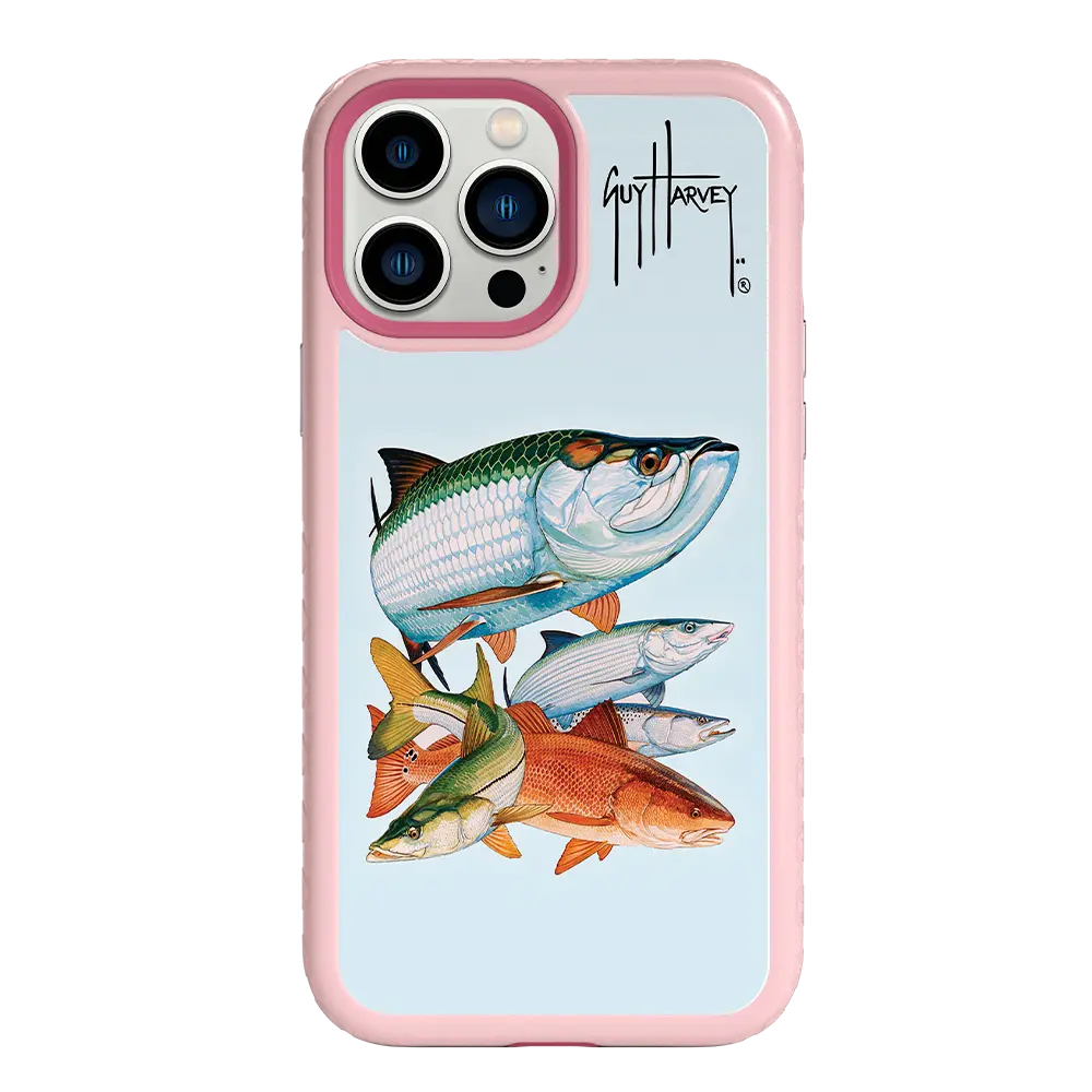 Guy Harvey Fortitude Series for Apple iPhone 13 Pro Max - Inshore Collage - Custom Case - PinkMagnolia - cellhelmet