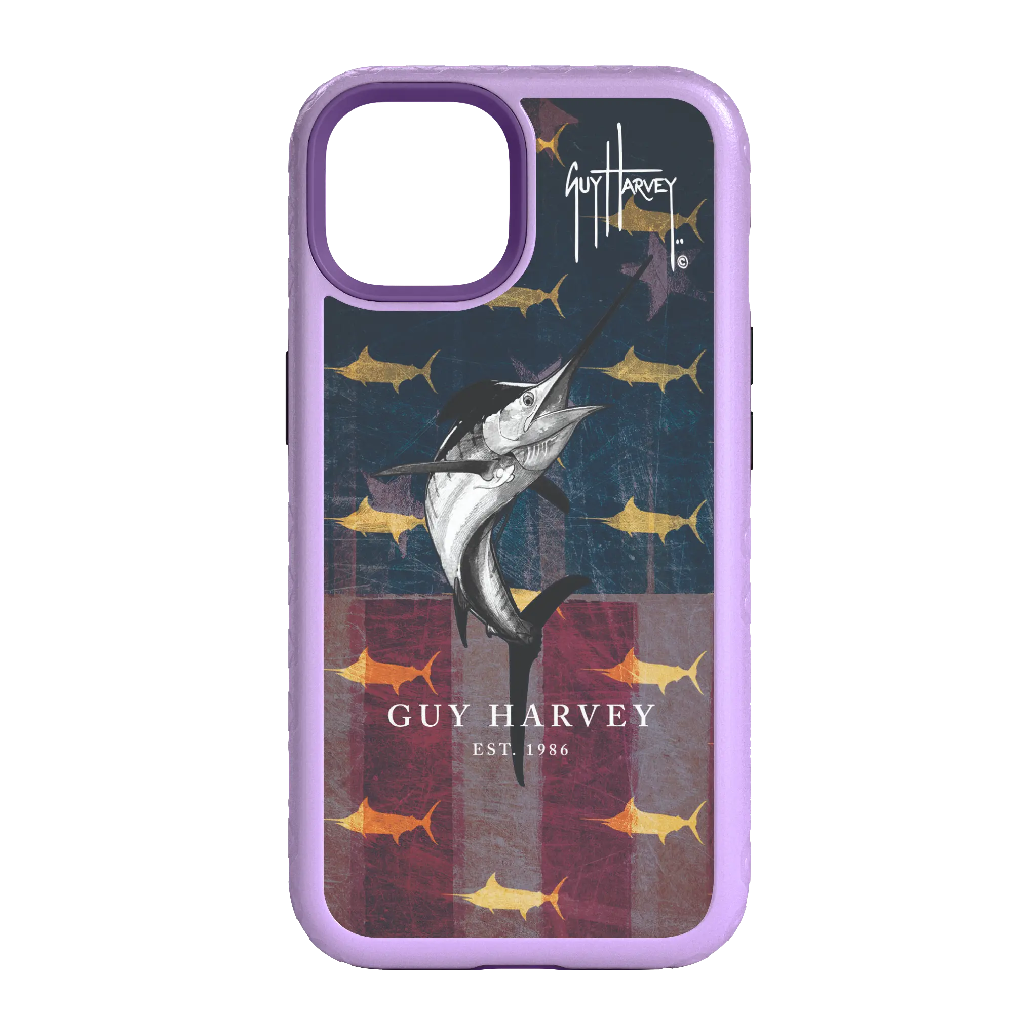 Guy Harvey Fortitude Series for Apple iPhone 14 - American Marlin - Custom Case - LilacBlossomPurple - cellhelmet