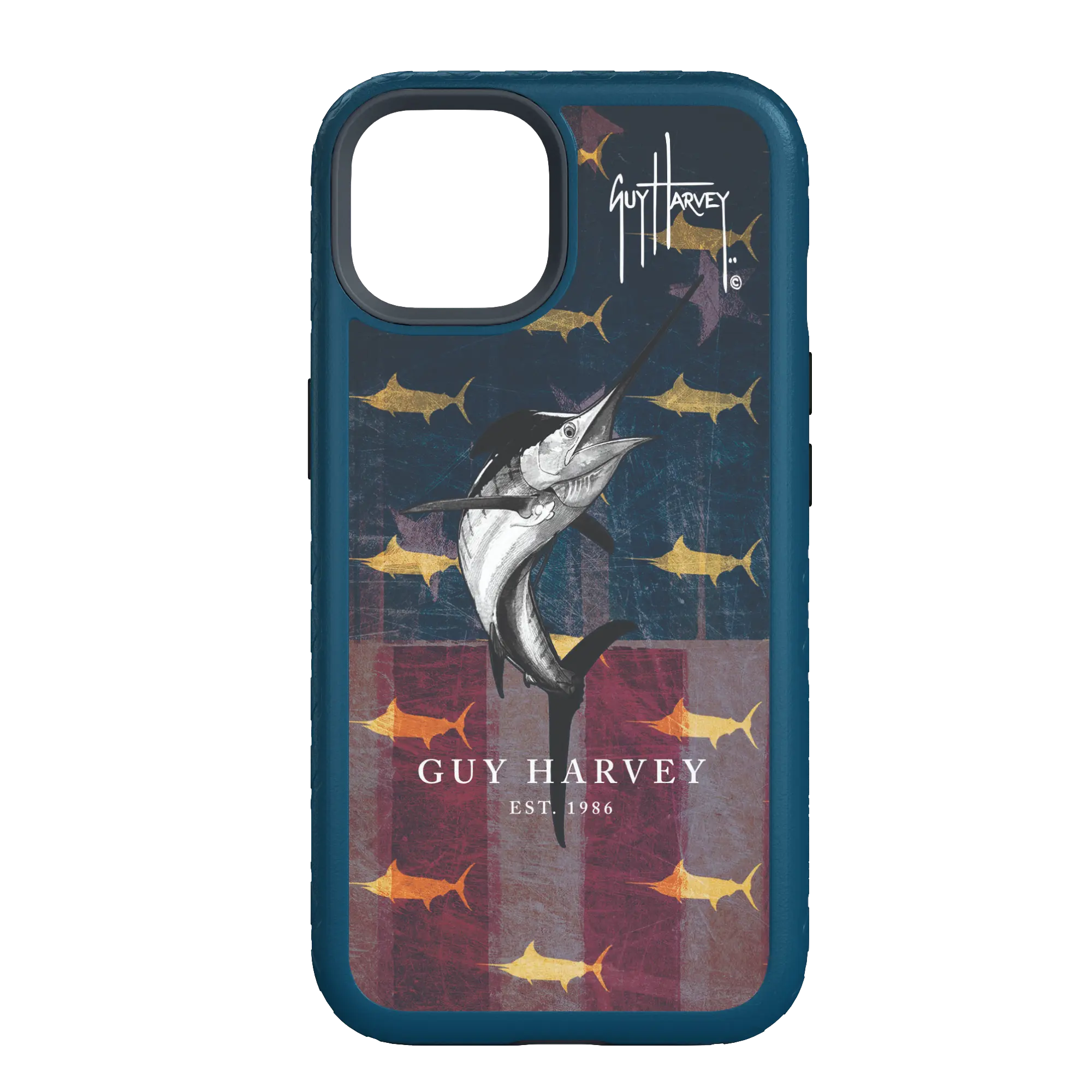 Guy Harvey Fortitude Series for Apple iPhone 14 - American Marlin - Custom Case - DeepSeaBlue - cellhelmet