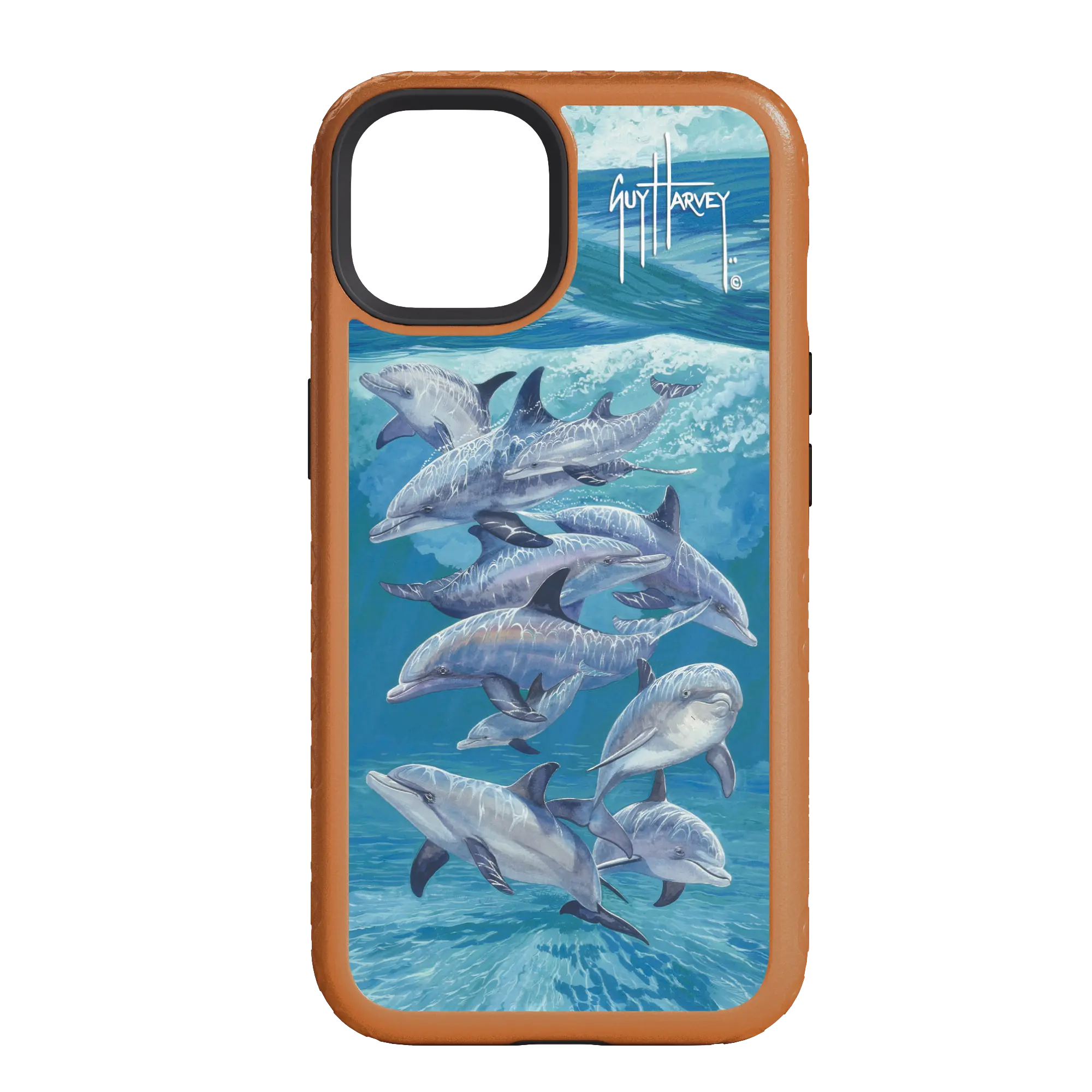 Guy Harvey Fortitude Series for Apple iPhone 14 - Bottlenose Dolphins - Custom Case - PumpkinSpice - cellhelmet
