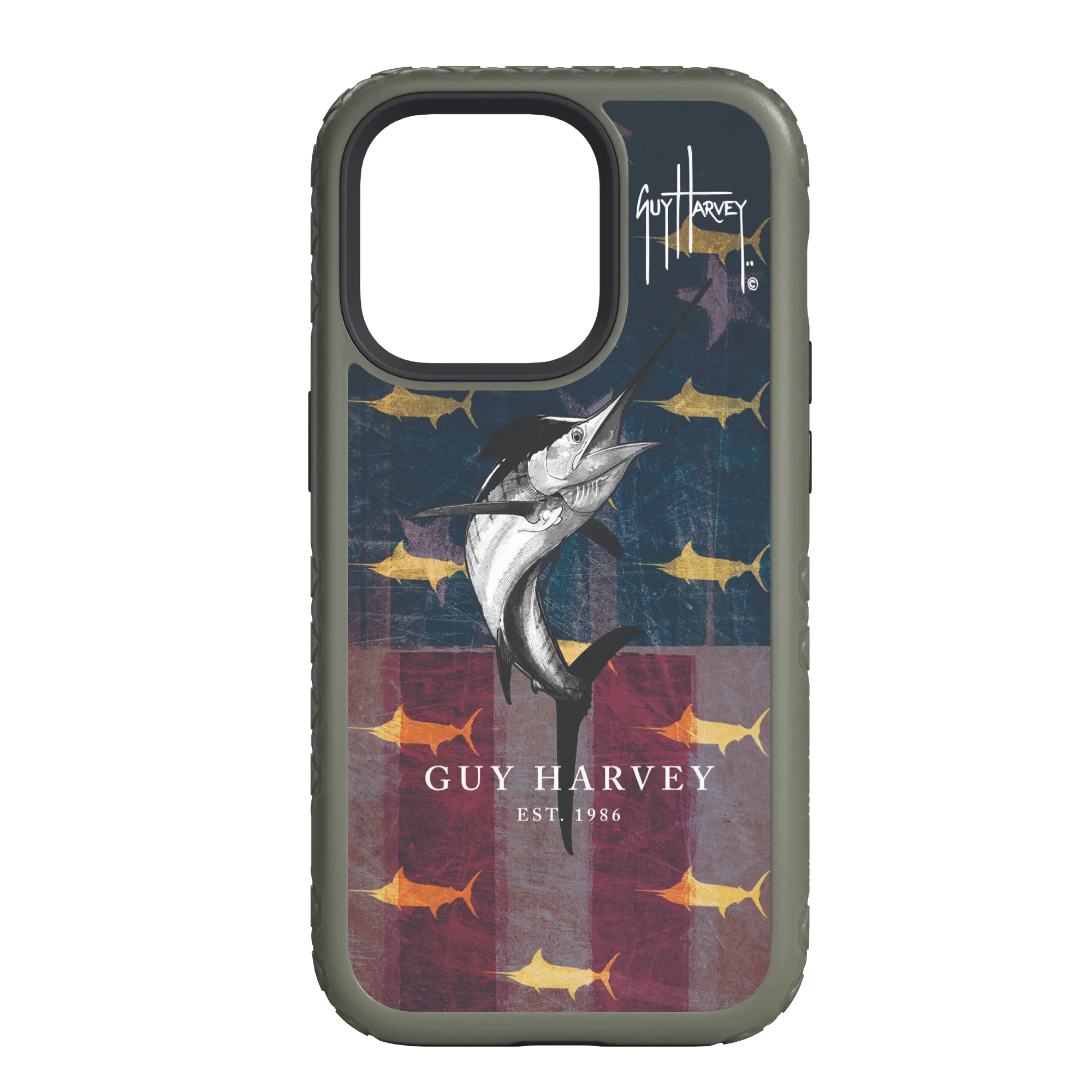 Guy Harvey Fortitude Series for Apple iPhone 14 Plus - American Marlin - Custom Case - OliveDrabGreen - cellhelmet
