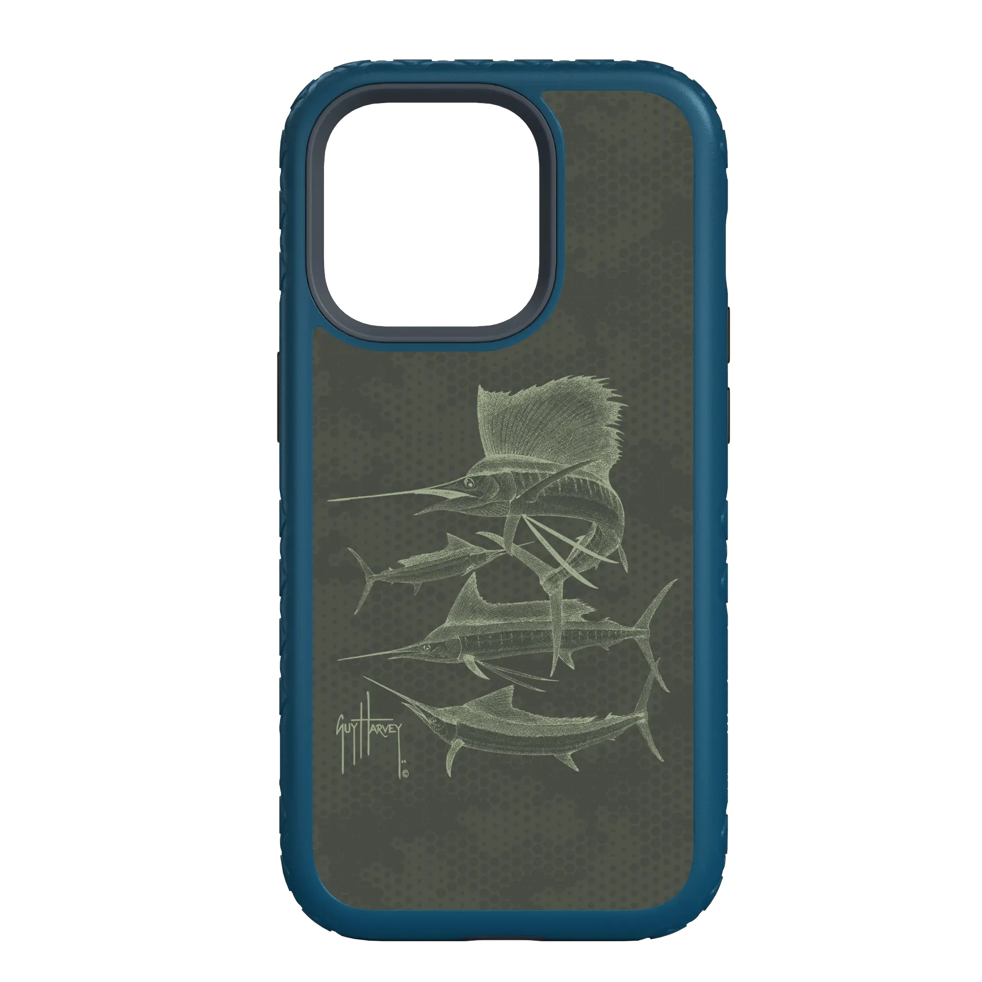 Guy Harvey Fortitude Series for Apple iPhone 14 Plus - Green Camo - Custom Case - DeepSeaBlue - cellhelmet