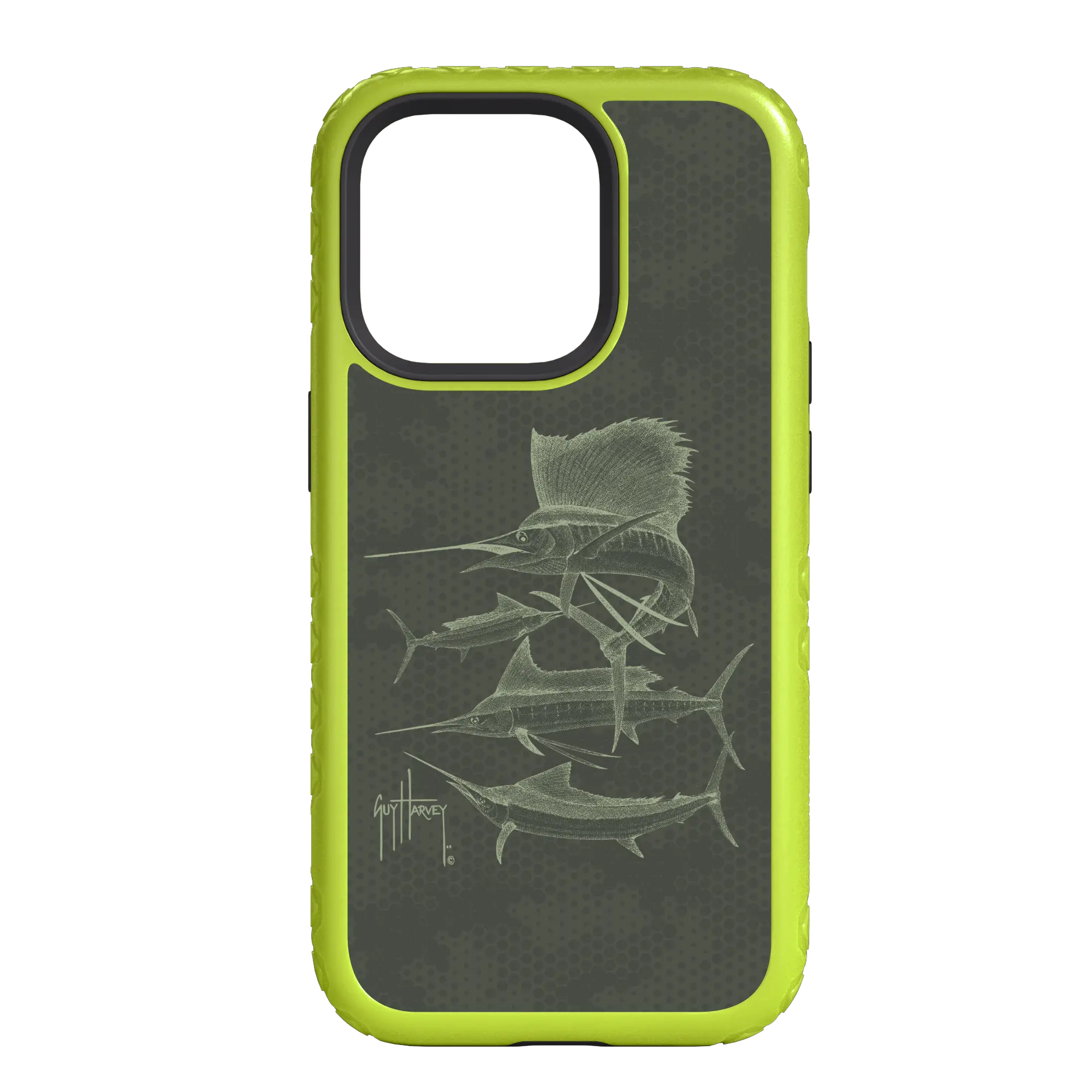 Guy Harvey Fortitude Series for Apple iPhone 14 Plus - Green Camo - Custom Case - ElectricLime - cellhelmet
