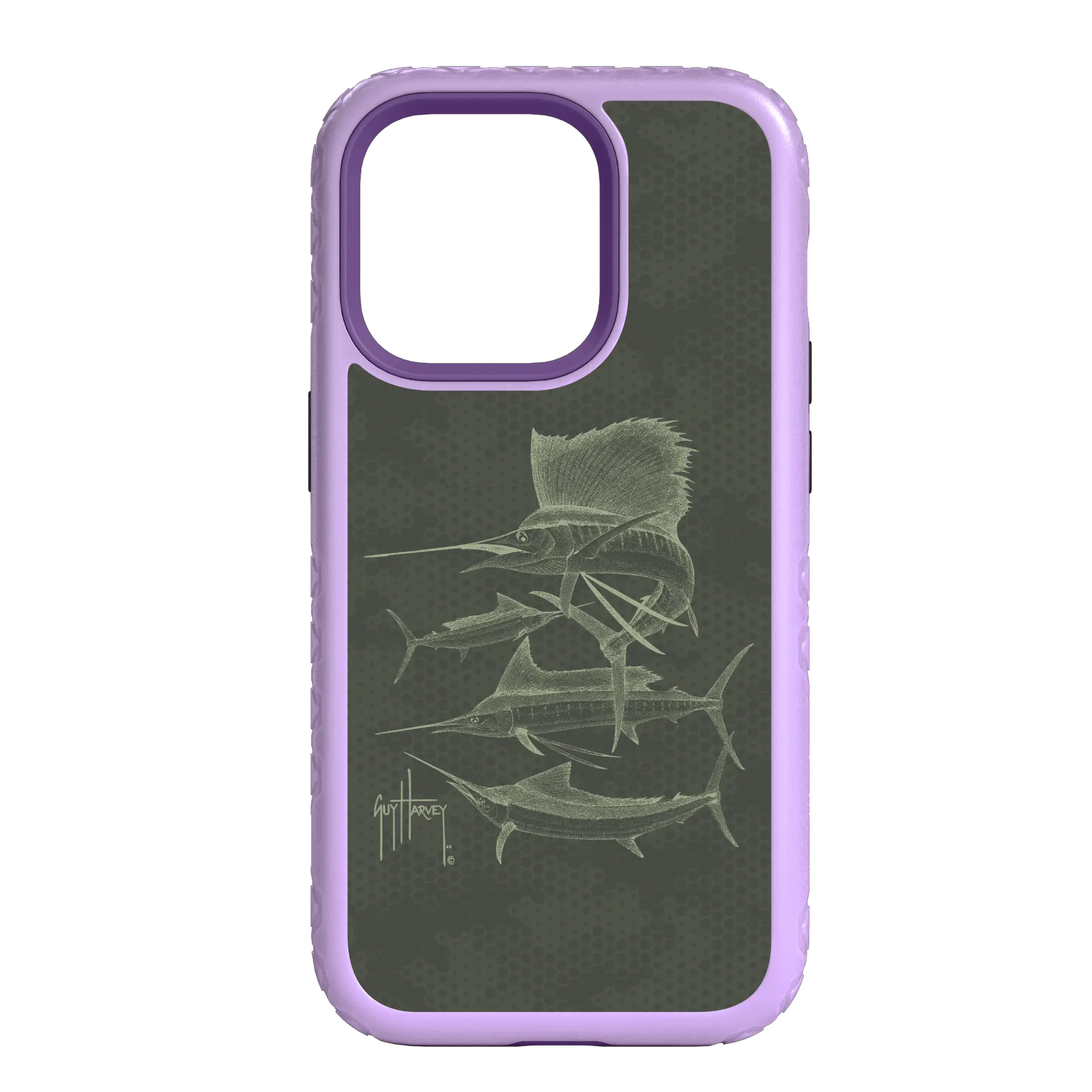 Guy Harvey Fortitude Series for Apple iPhone 14 Plus - Green Camo - Custom Case - LilacBlossomPurple - cellhelmet
