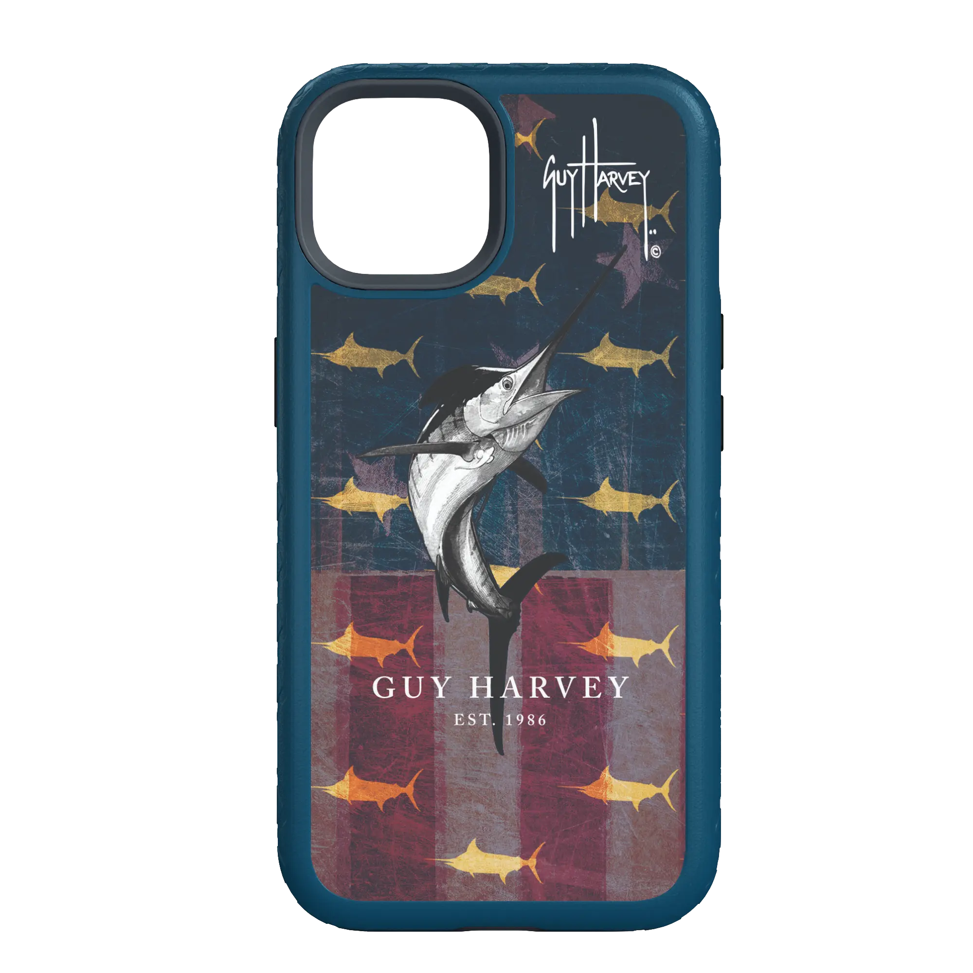 Guy Harvey Fortitude Series for Apple iPhone 14 Pro - American Marlin - Custom Case - DeepSeaBlue - cellhelmet