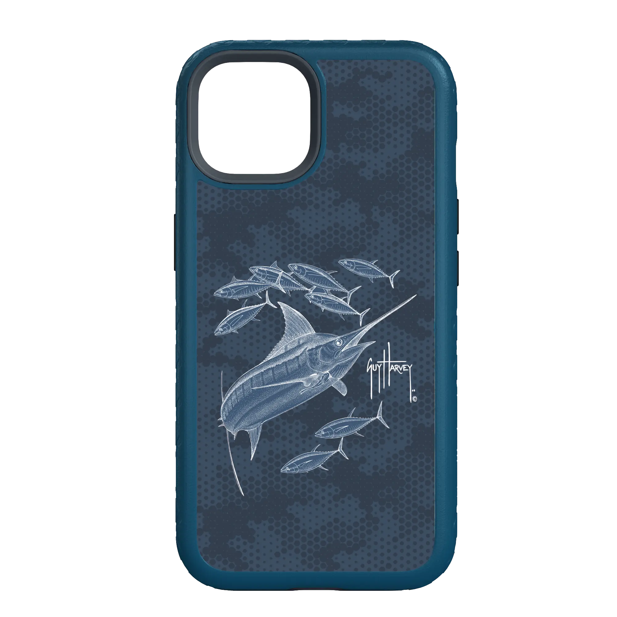 Guy Harvey Fortitude Series for Apple iPhone 14 Pro - Blue Camo - Custom Case - DeepSeaBlue - cellhelmet